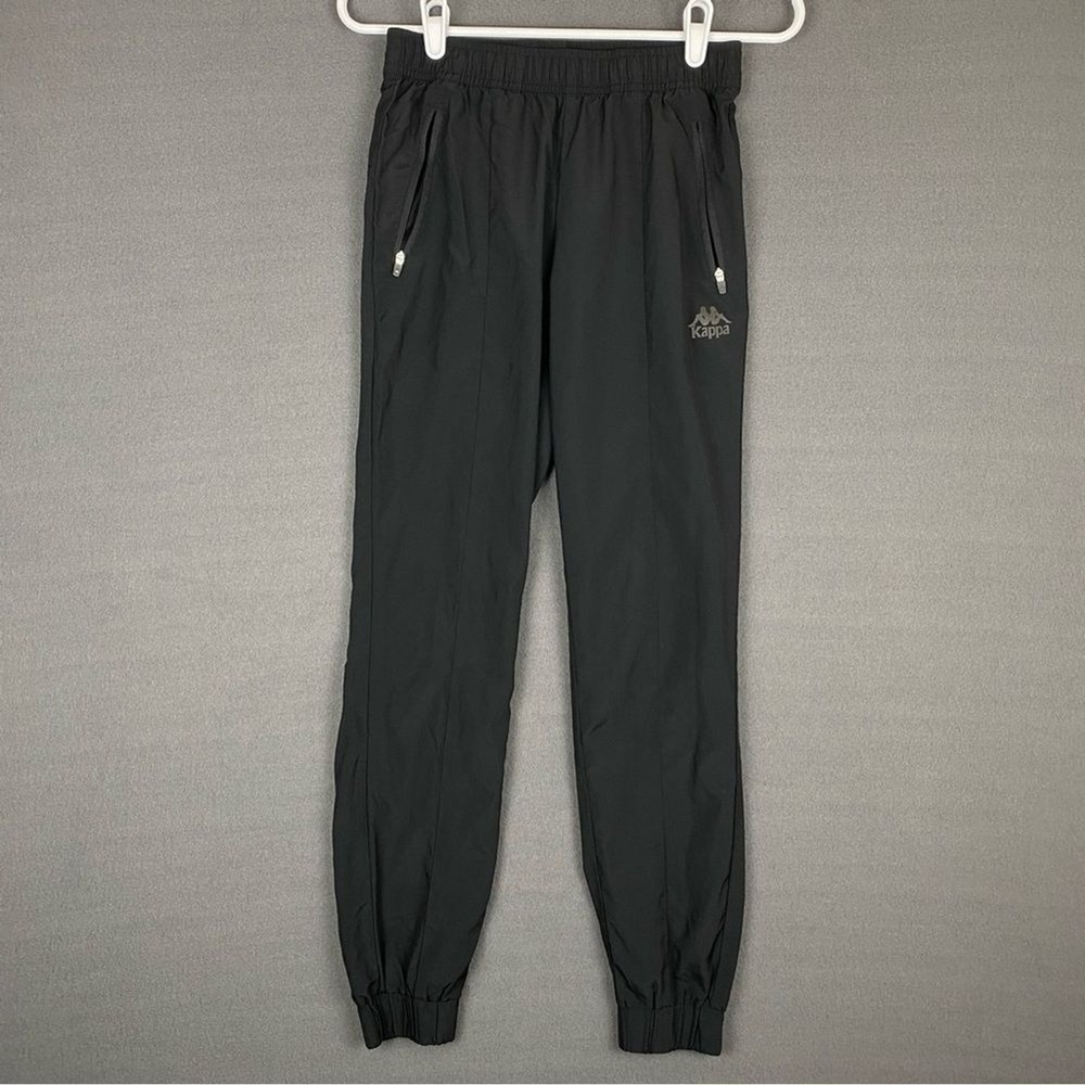 Kappa Joggers Mens S Black Track‎ Pant Lightweight Zipper Pockets Blokecore